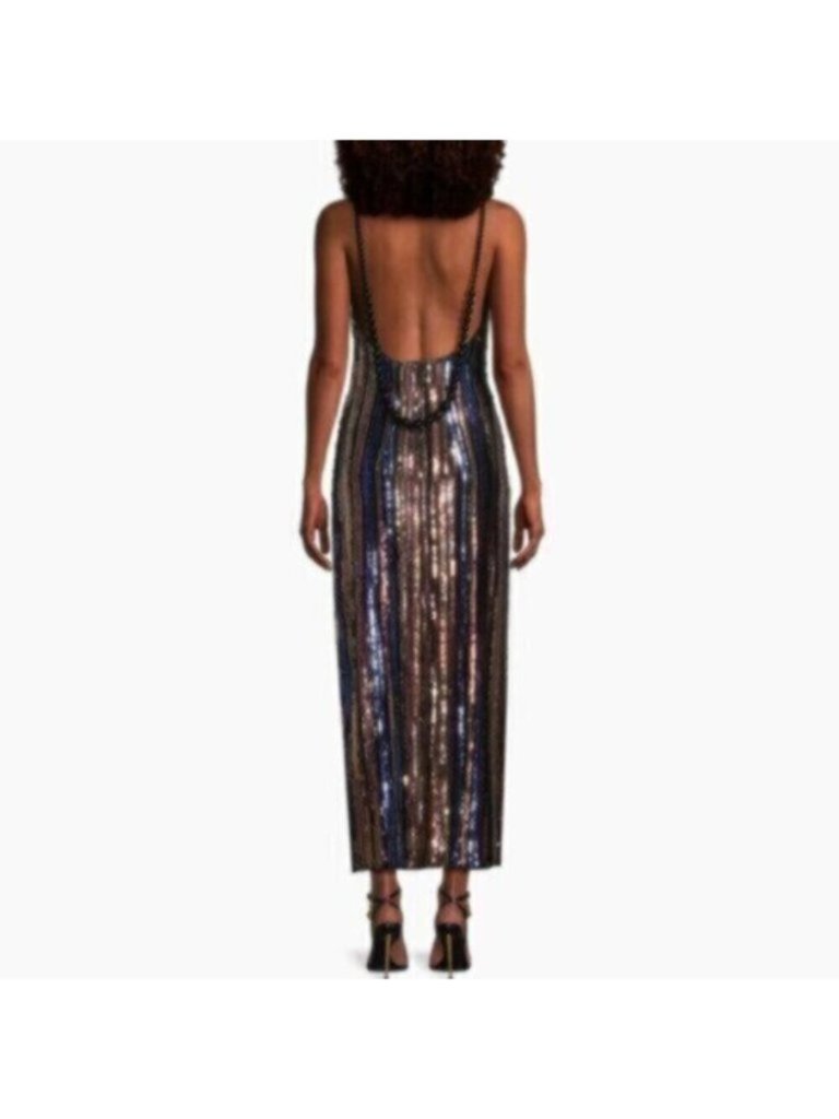 Nwot One33 Social Sequined Stripe Backless Midi Dress — image 3 of 8
